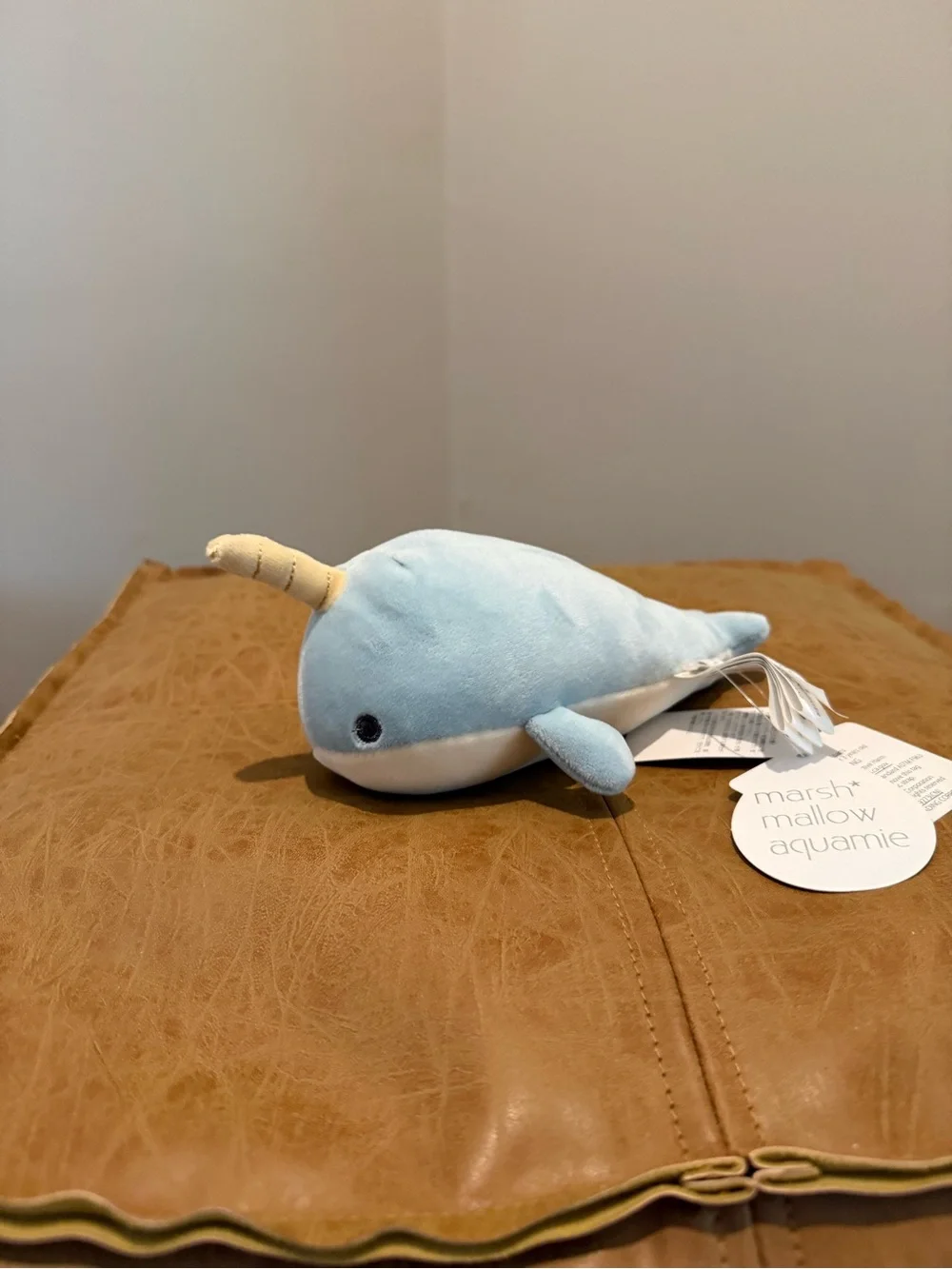 Blue Plush Narwhal Pet Toy - Soft Squeaky Plush